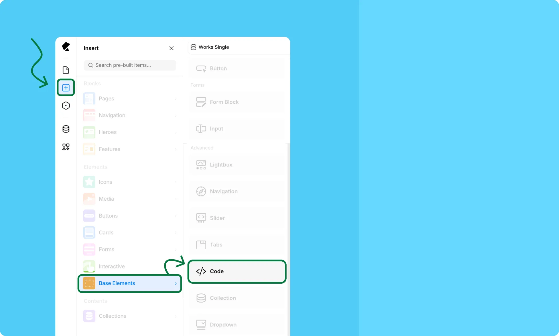 How to Add the Code Element