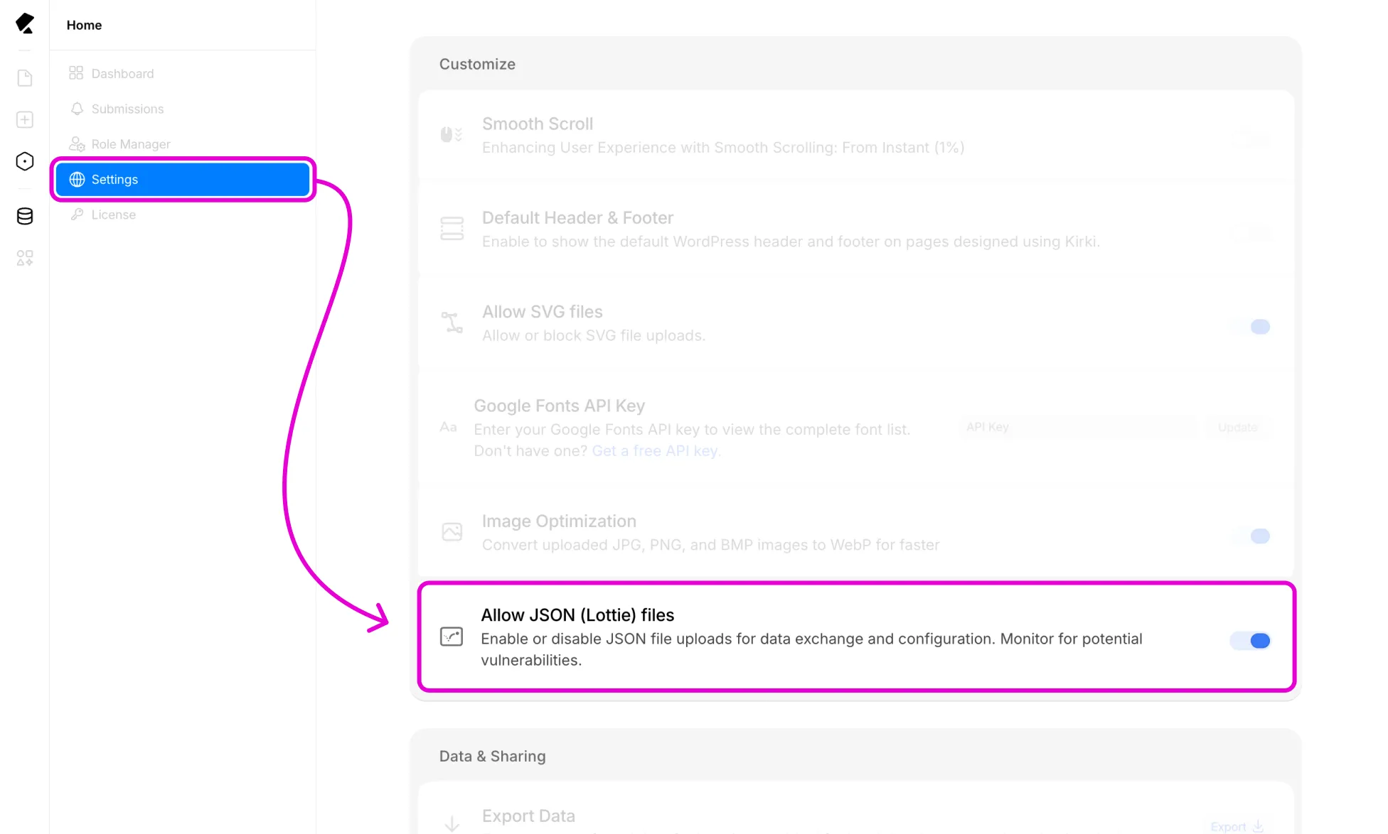 Allow Lottie File Uploads