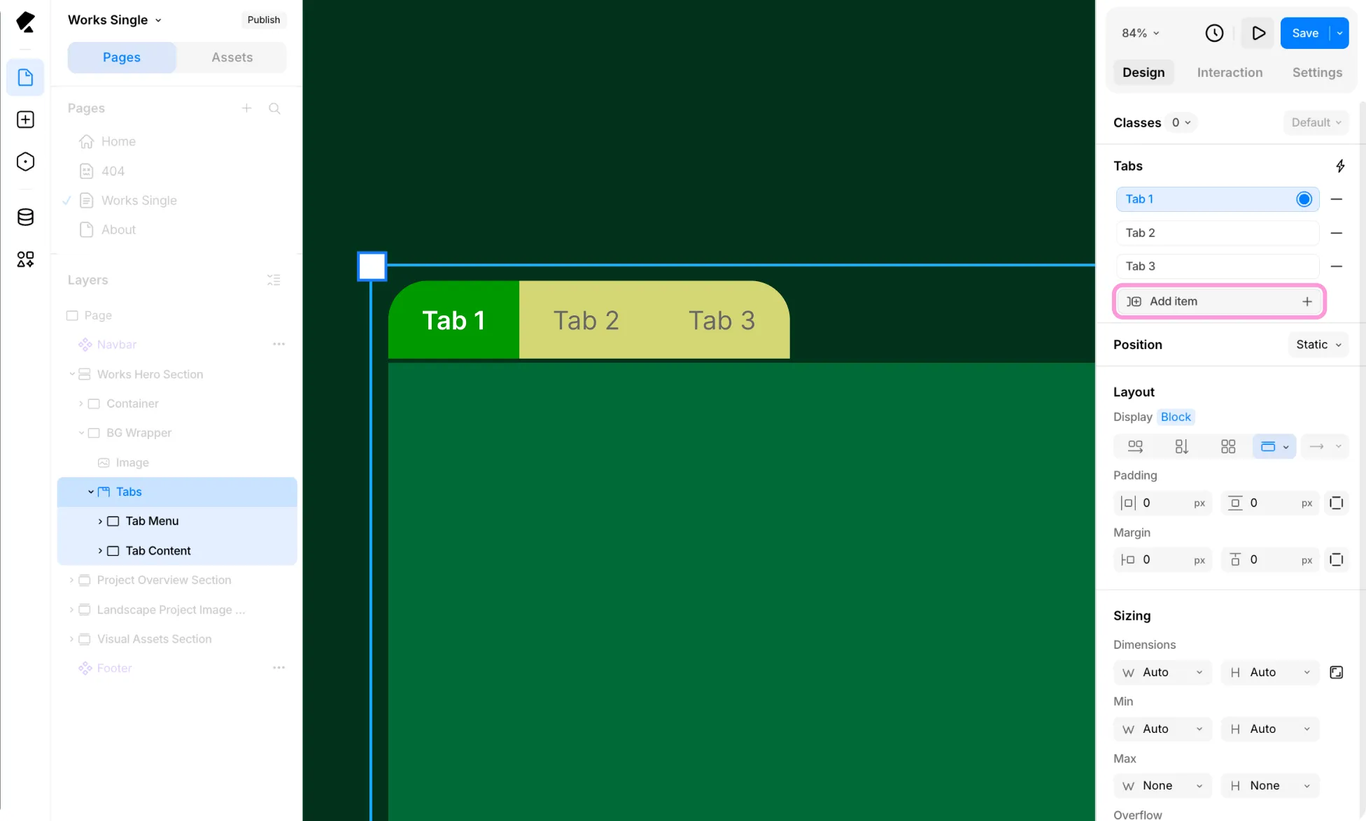 How to Add a Tab Item
