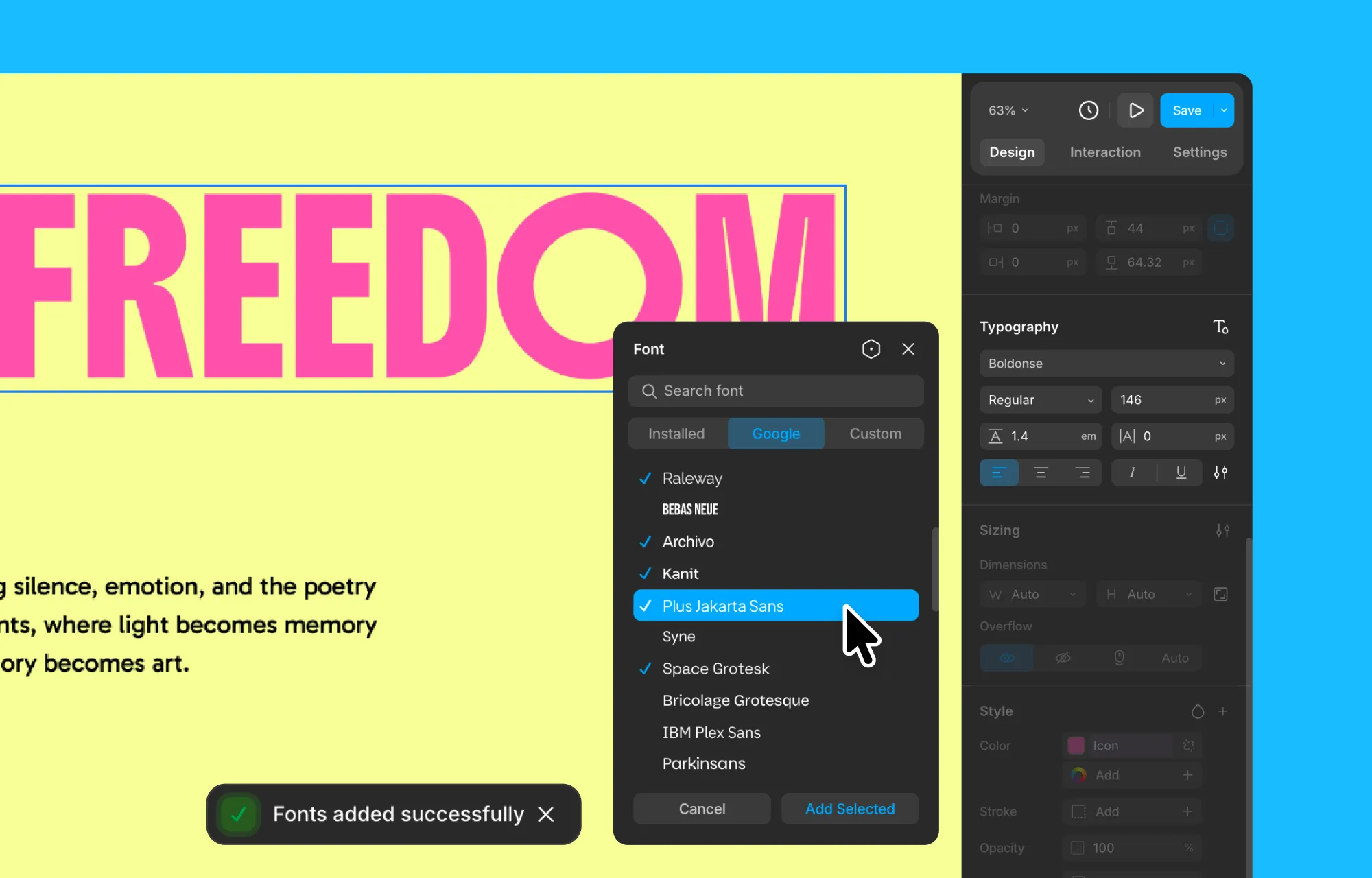 Install Any Google Fonts or Custom Fonts You Used