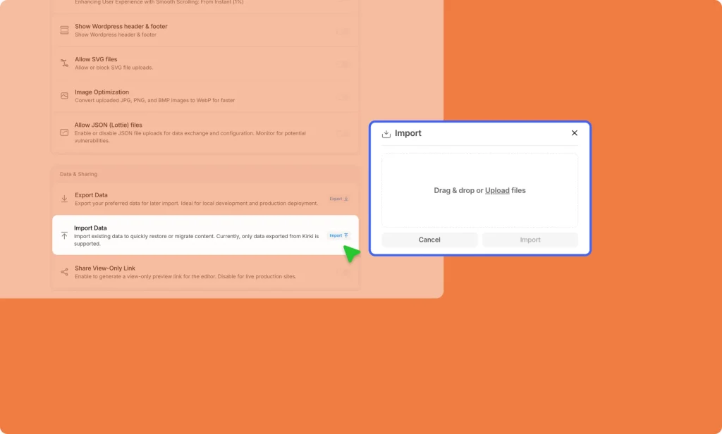 Step 2: Import Your Project to the Live Site