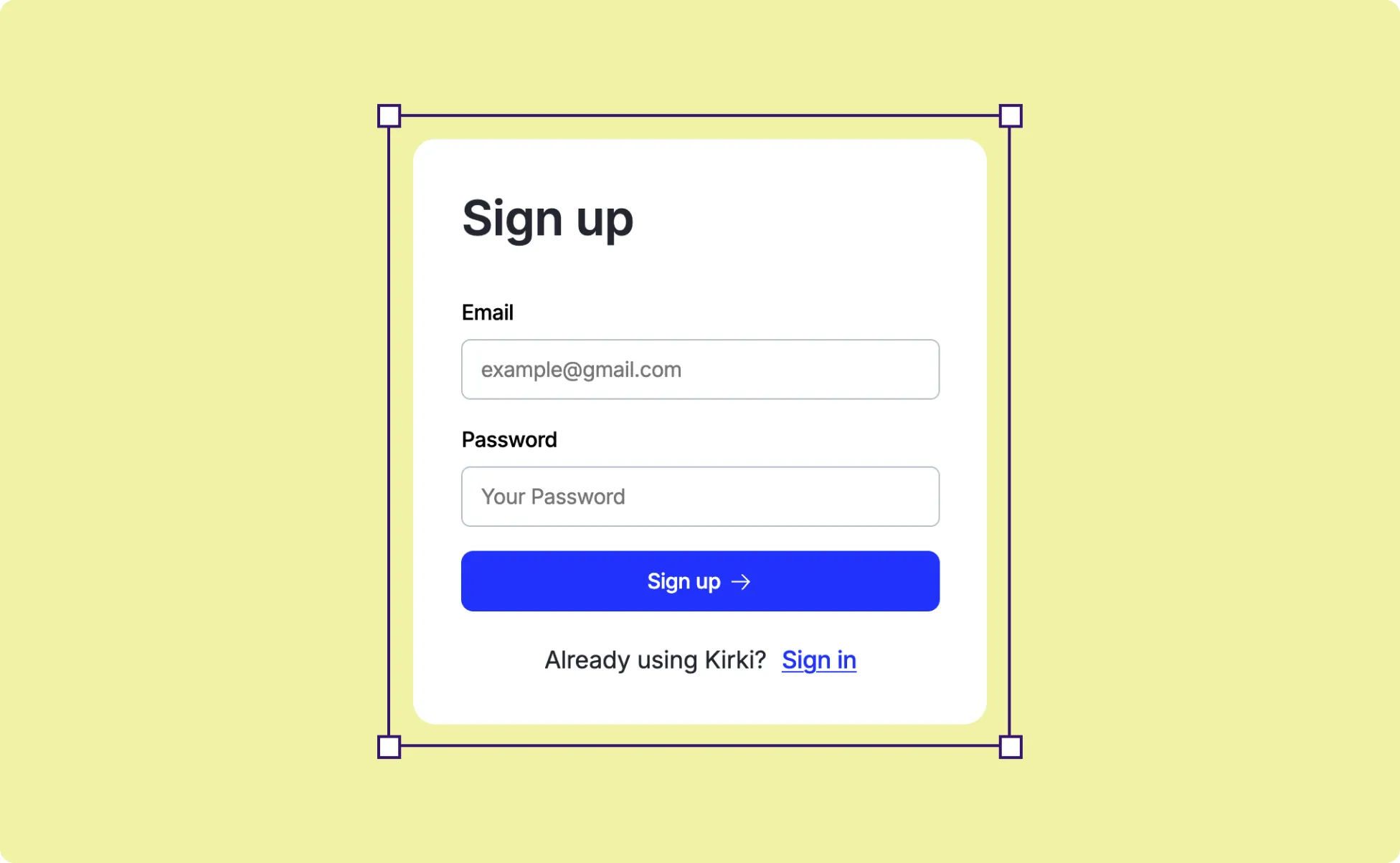 Sign Up Preview