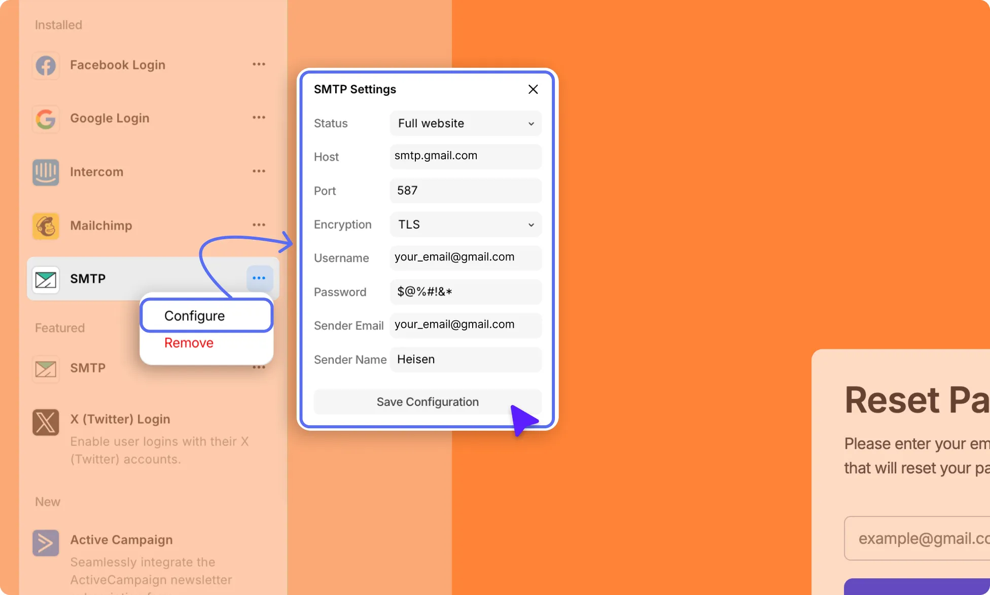 Configure SMTP for Gmail