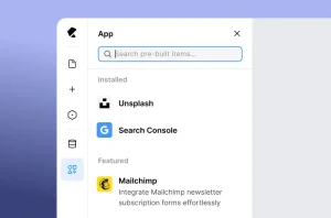 Essential app integrations like Mailchimp, Google search console and others inside Kirki
