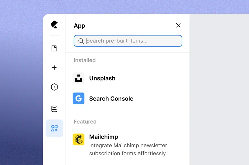 Essential app integrations like inside Kirki
