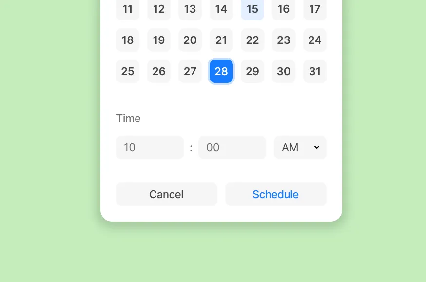 Schedule option in CMS items using visible calendar