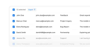 A data table showing export submission as CSV