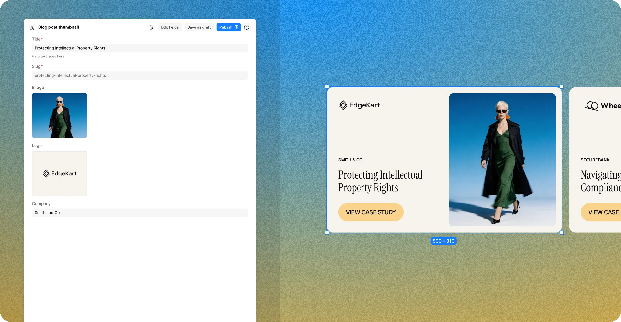 Blog post CMS content type item & preview