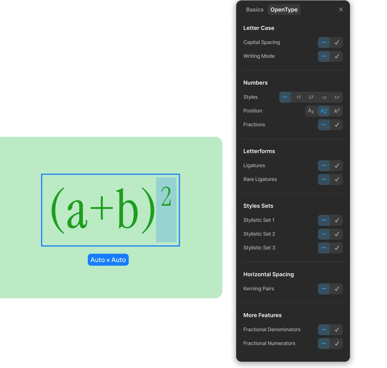 OpenType features in Kirki Advanced Typography
