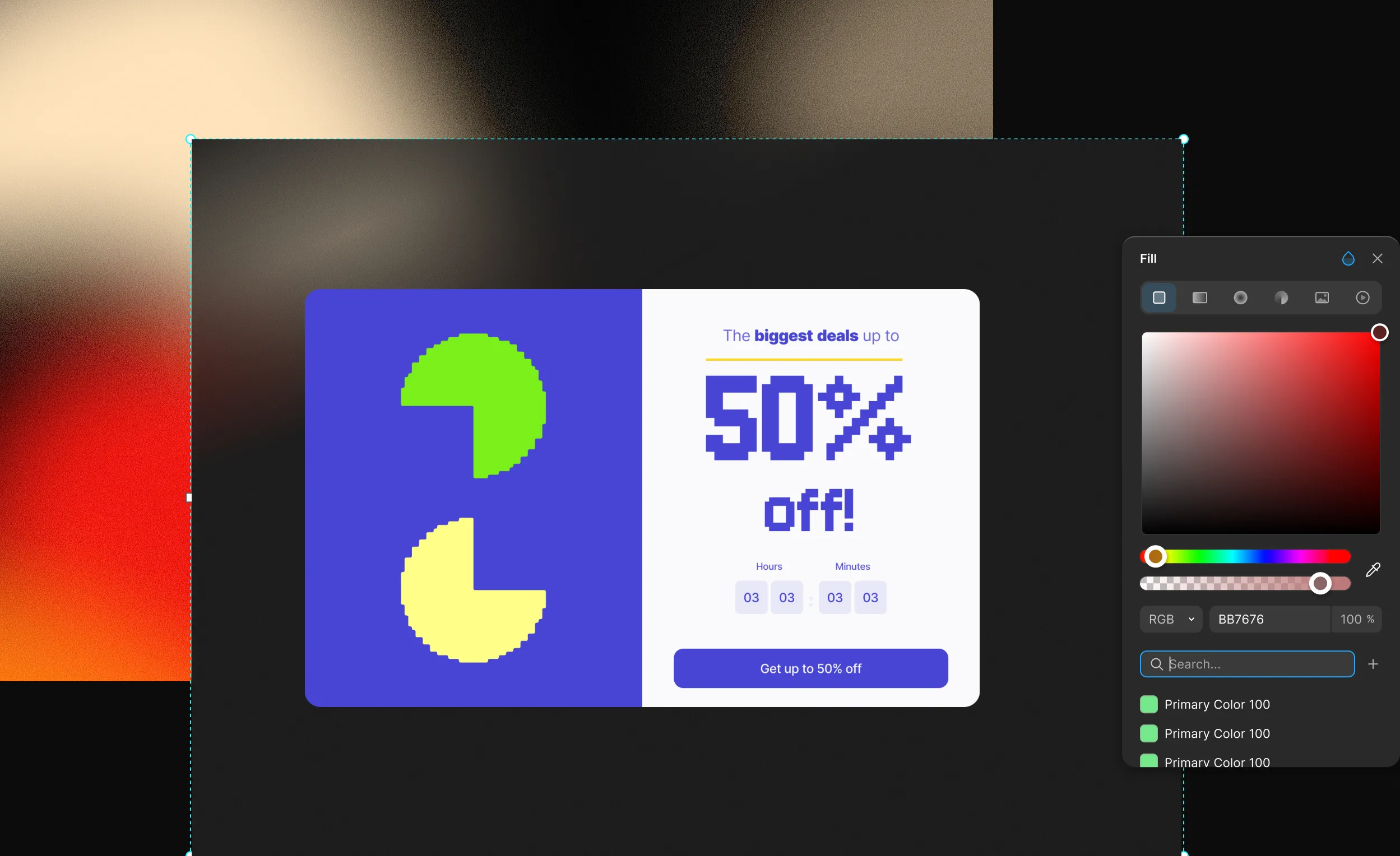 Popup Backdrop editing option shown with customization option from Kirki left panel