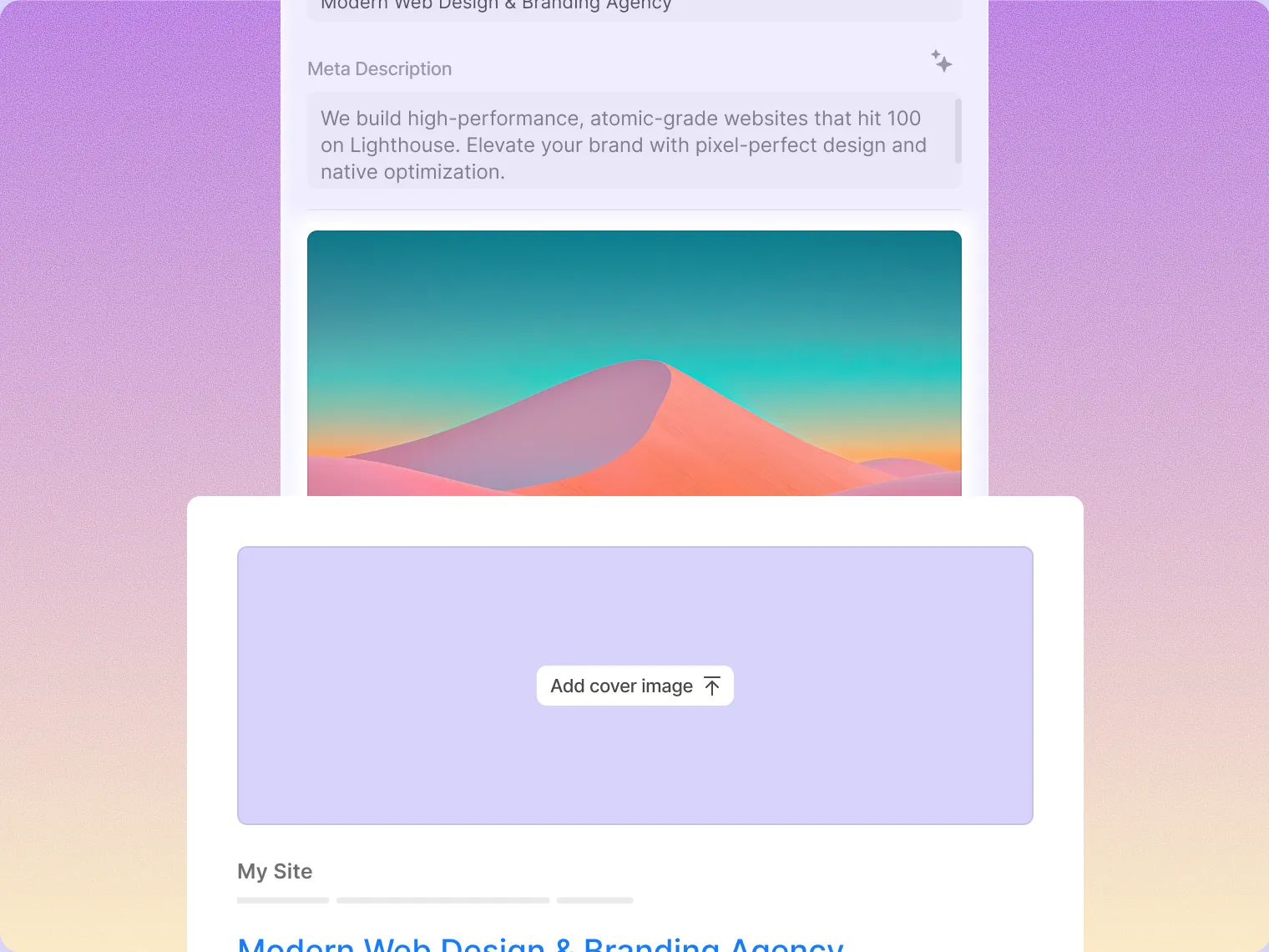 Open graph cover image in page settings