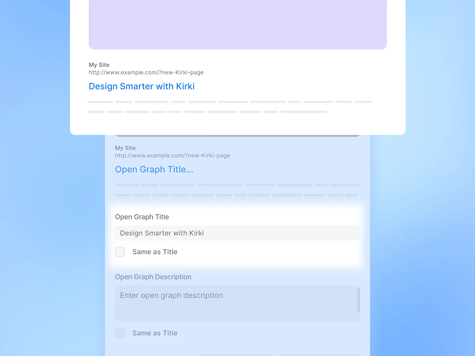 Open graph title in page settings