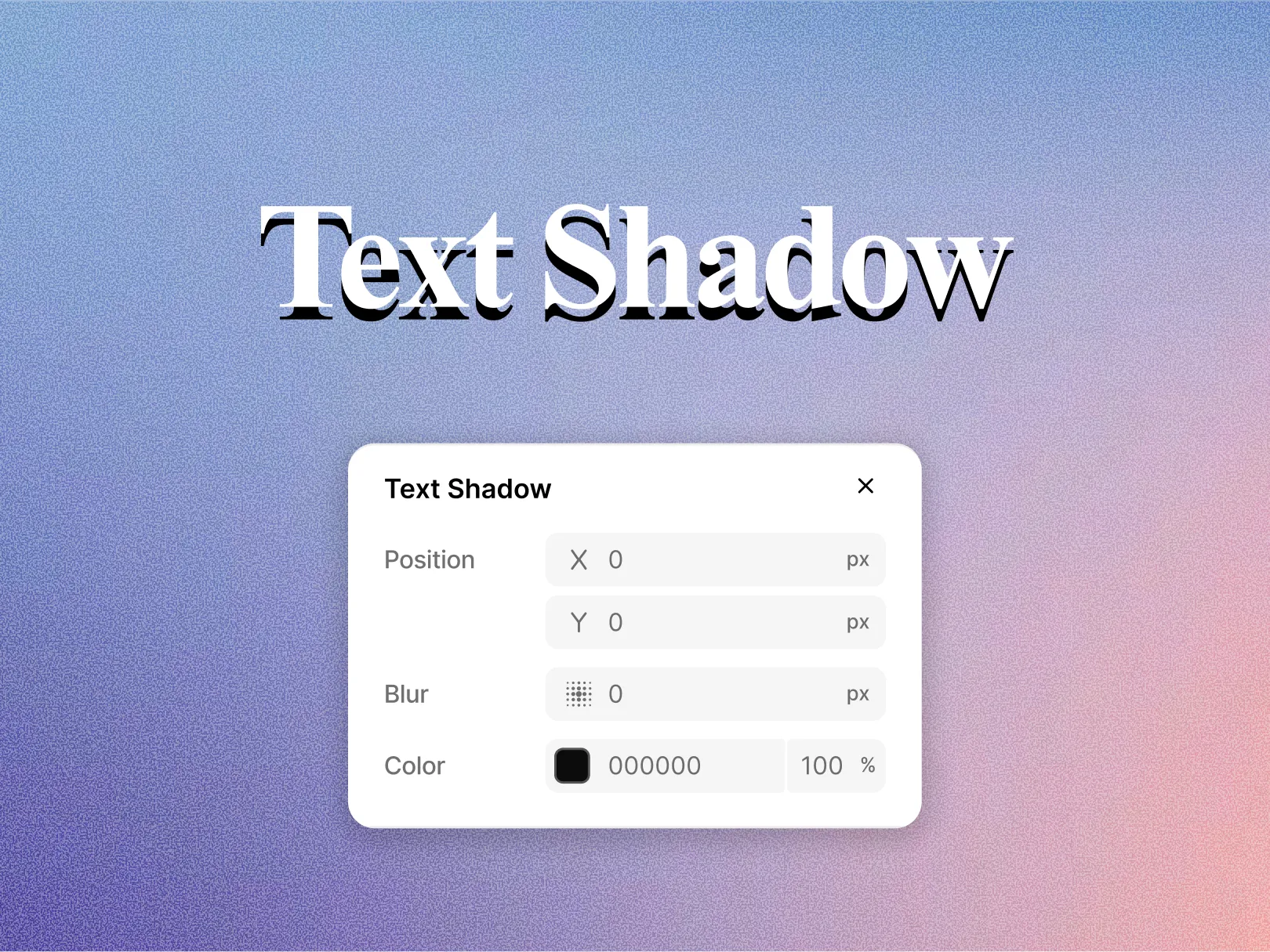 A preview of a text shadow & options from Kirki Typography