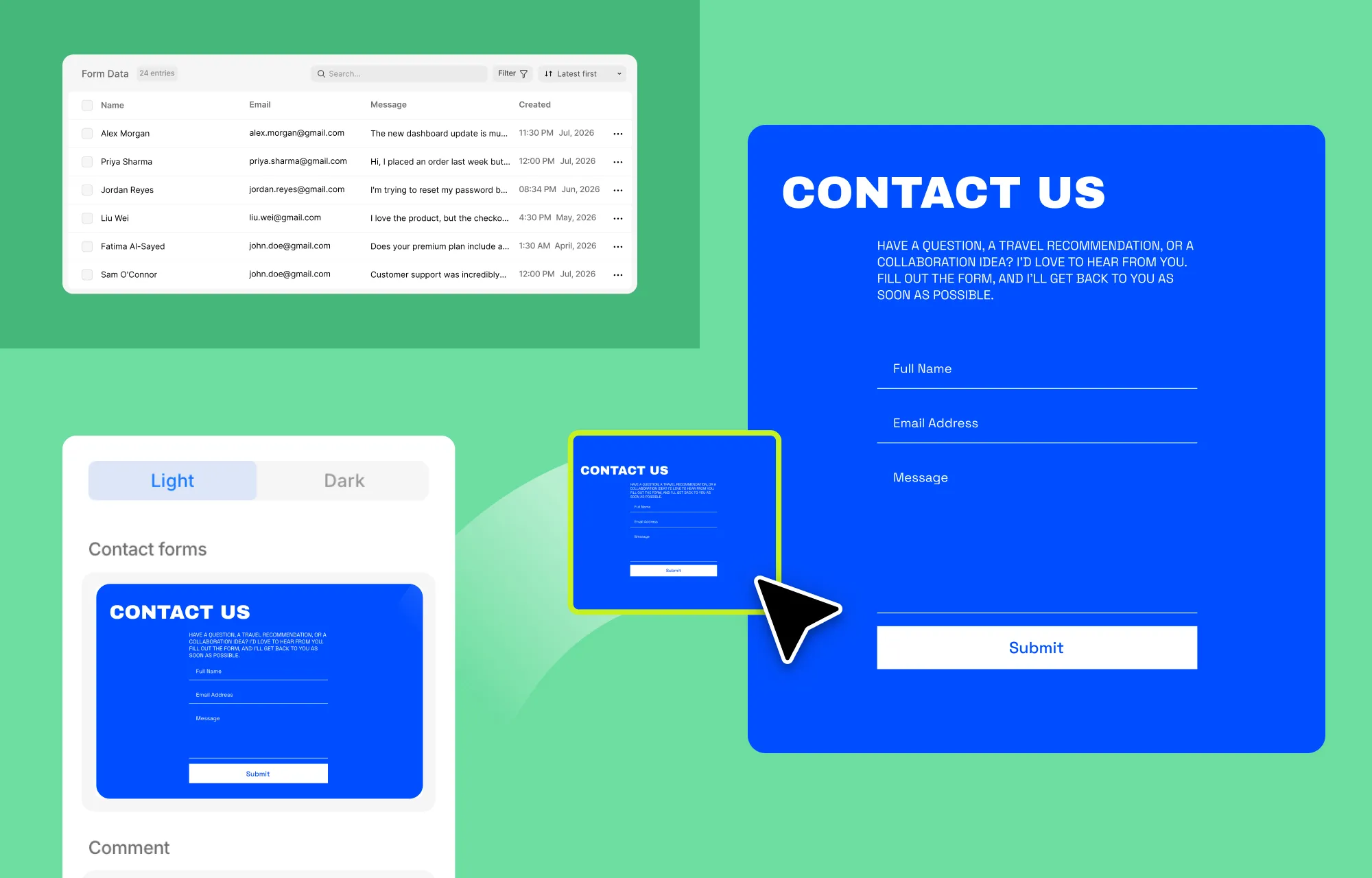 Add Contact Form and Manage Submissions using Form Builder & Form Manager