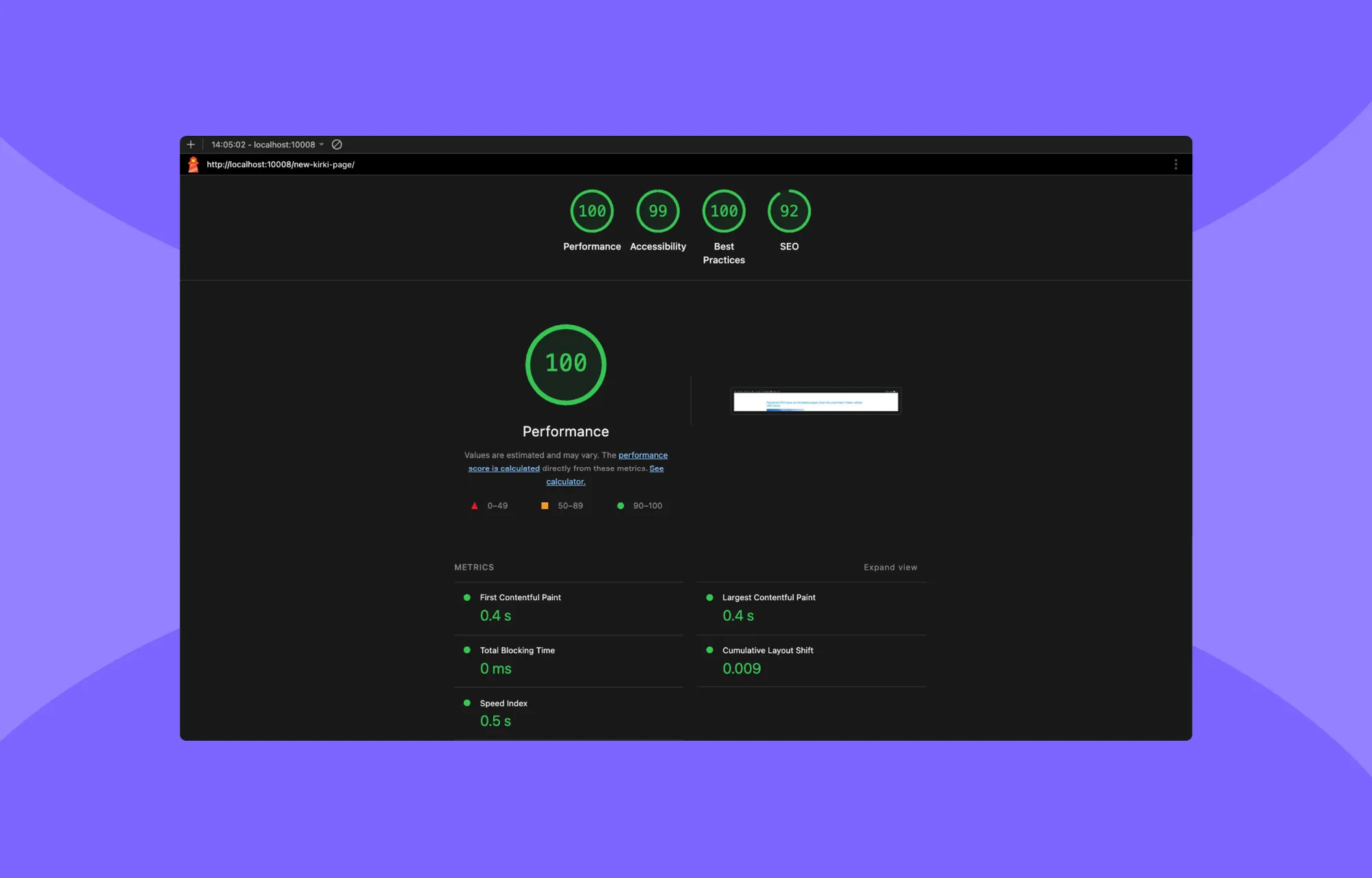 Kirki Website Performance