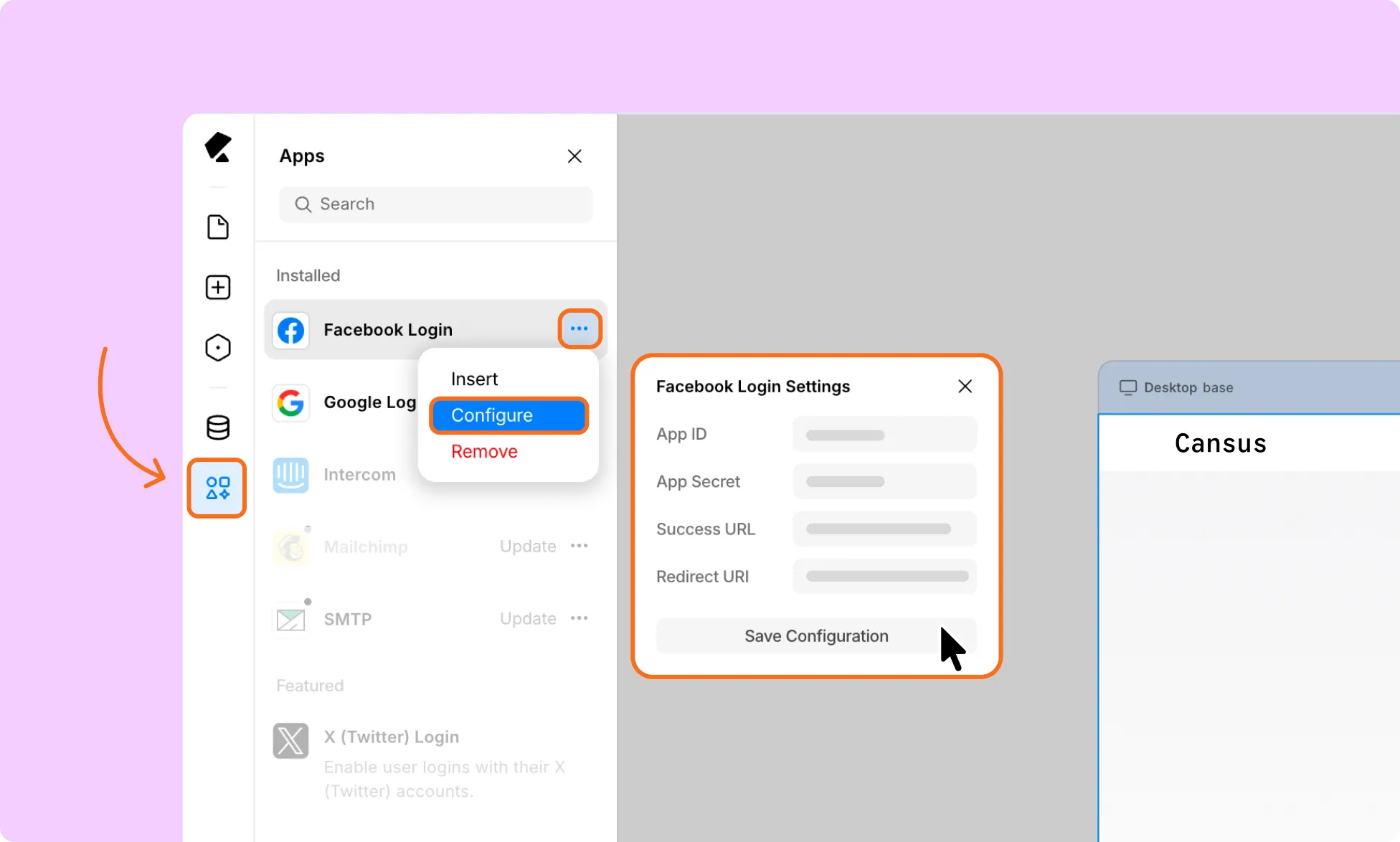 Configure Facebook Login App in Kirki