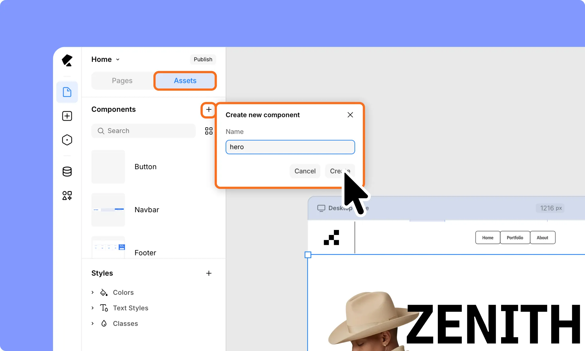 How to Create a Component From the Left Sidebar