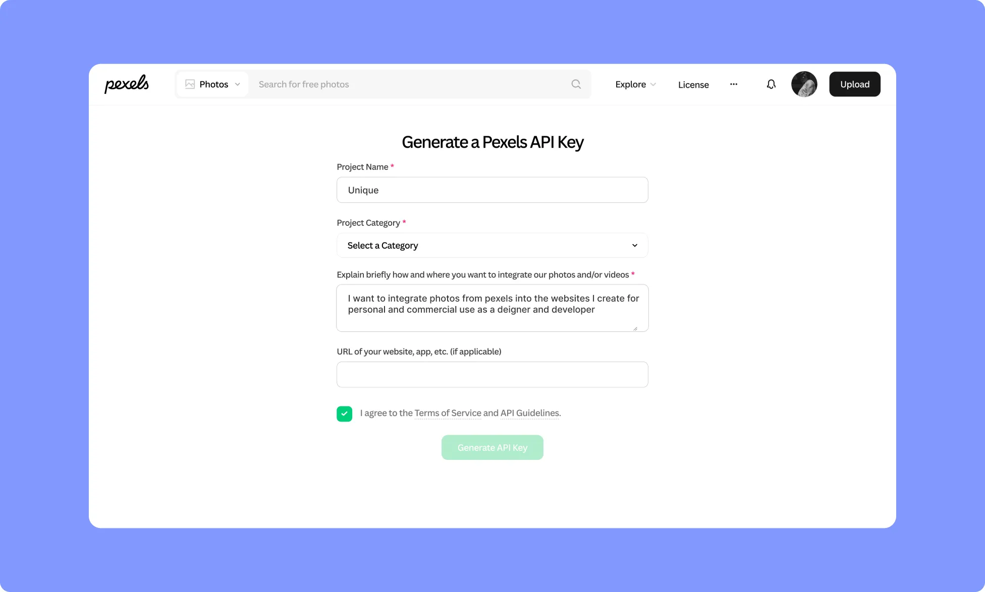 Pexels API Key For Image Stock