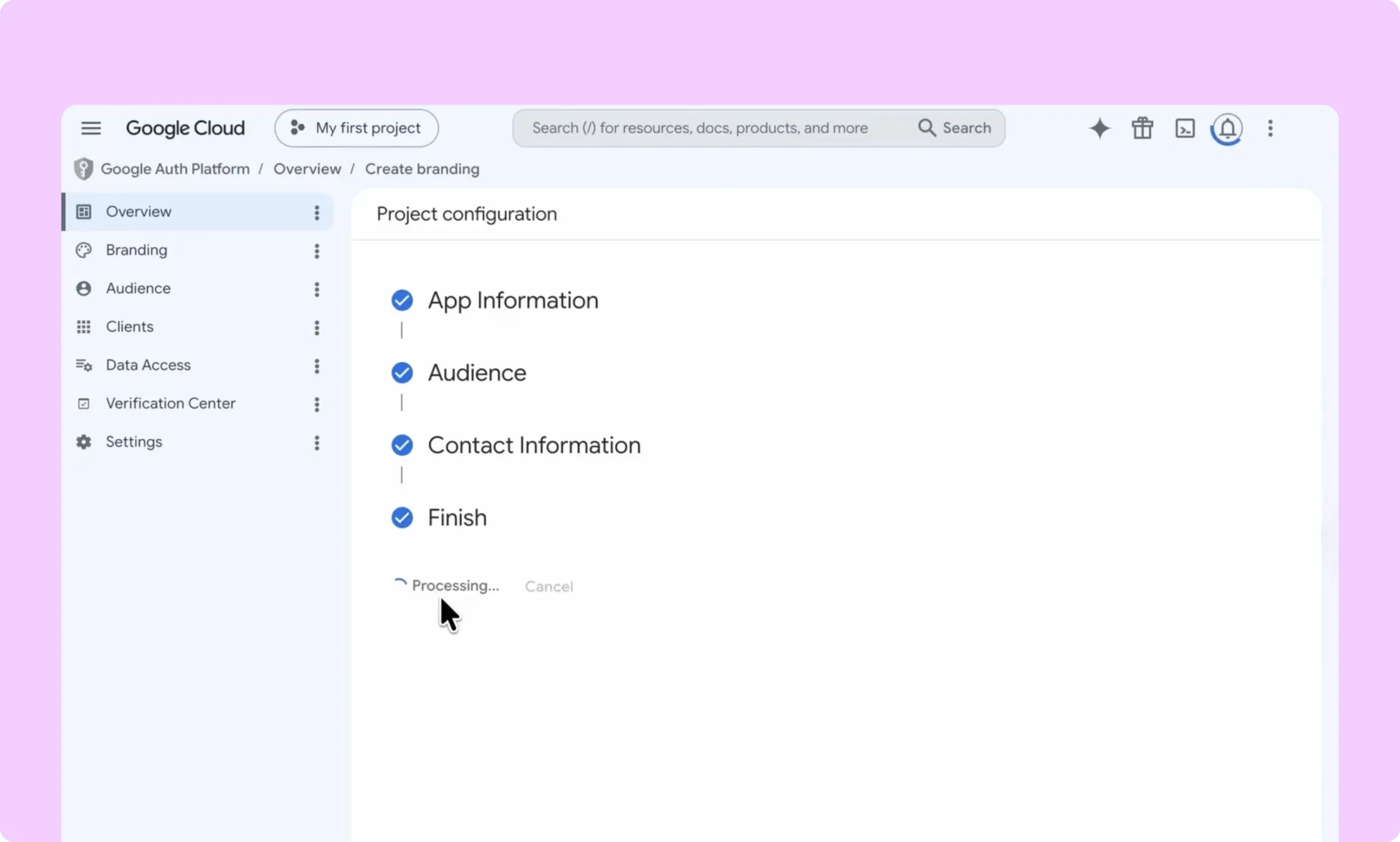Project Configuration for O Auth Consent Screen in Google Login App
