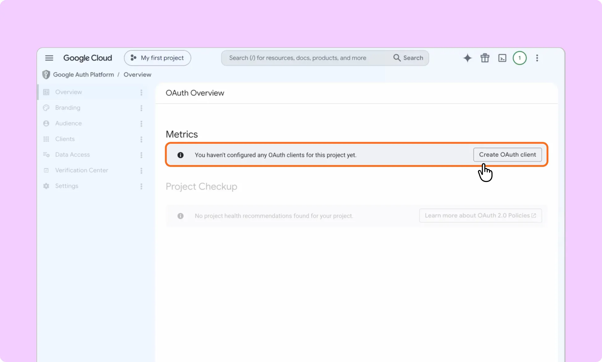 Create O Auth Client for Google App configuration