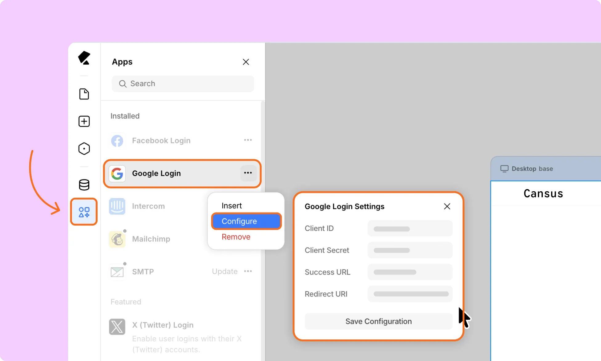 Client ID and Client Secret in Kirki for connecting Login App.