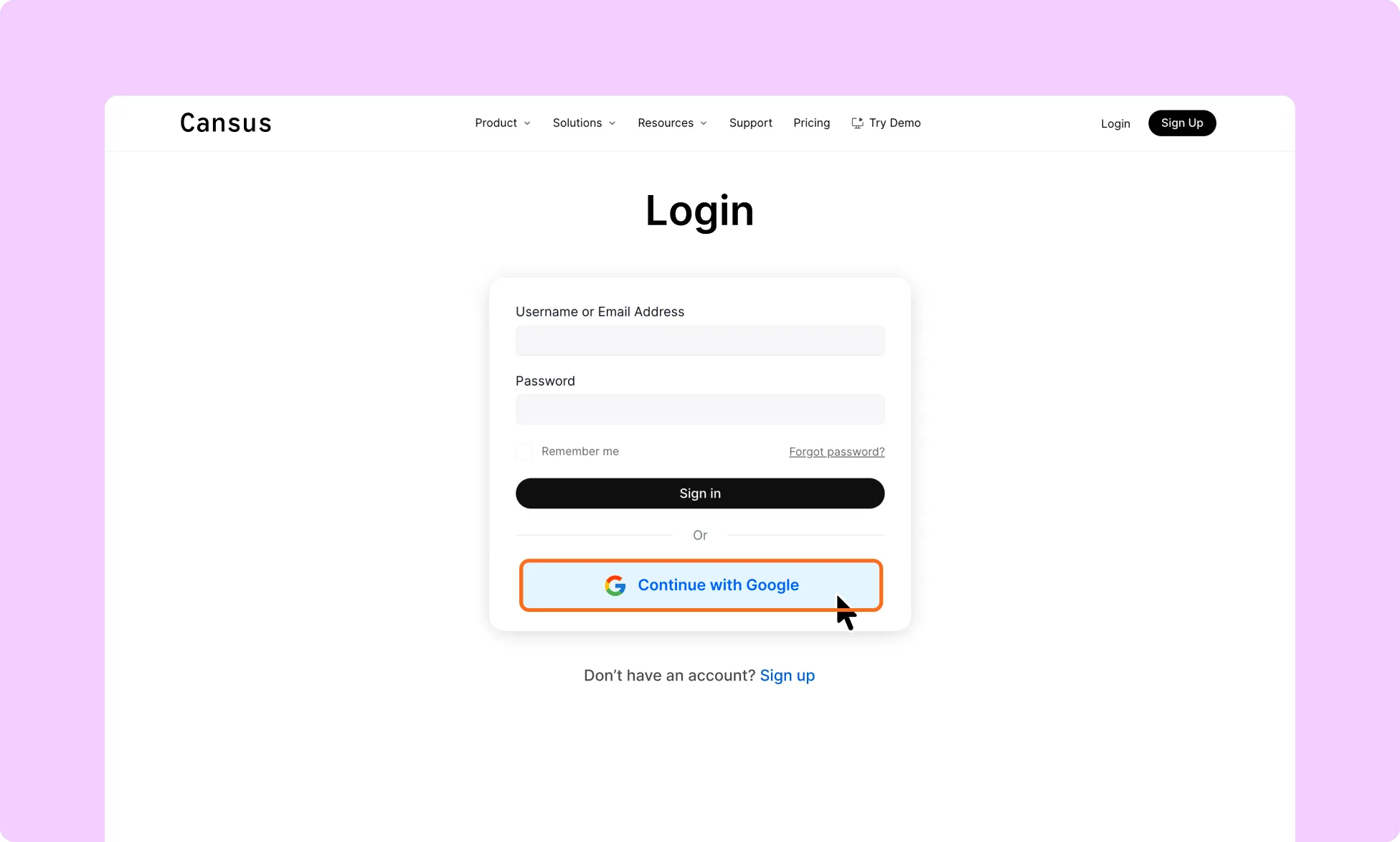 Click Login App with Google